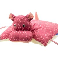 Flosinn Kuscheltierkissen Nilpferd mit Teddyplüsch aus Baumwolle. Personalisierbar