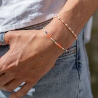 juni Perlenarmbänder Set Apricot - mit veganen Reiskornperlen und verstellbarer Länger