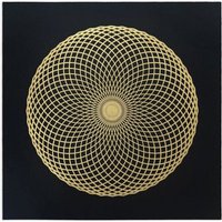 Veskor Cassiopeia LOTUS DES LEBENS Heilige Geometrie Linoldruck | 50 × 50 cm | Gold auf Schwarz