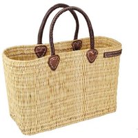 Schilftasche Damen NATUREHOME M 39x25x11 cm – handgeflochtene Korbtasche mit Ledergriffen, nachhaltige Shopper Tasche aus Naturmaterial, Strandtasche & Einkaufstasche im Boho Design, leicht & robust