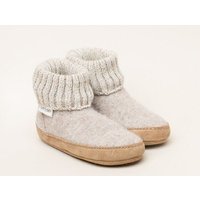 Gottstein Kinder Hüttenschuh Alpine Boot LE - Aus reiner Schafwolle für Jungen & Mädchen mit Ledersohle - Hausschuh Made in Tirol