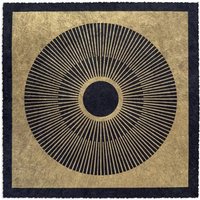 Veskor Cassiopeia CENTRAL SUN SQUARE Sonnen Linoldruck | 22 × 22 cm | Gold auf Schwarz