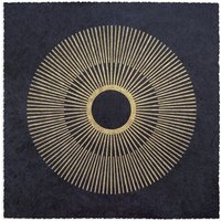 Veskor Cassiopeia CENTRAL SUN INVERTED Sonnen Linoldruck | 22 × 22 cm | Gold auf Schwarz