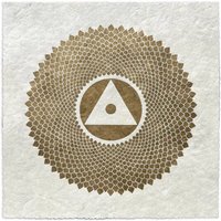 Veskor Cassiopeia SAHASRĀRA Chakra-Meditations-Linoldruck | 22 × 22 cm | Gold auf Naturweiß