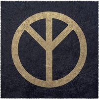Veskor Cassiopeia THE REAL PEACE SIGN Linoldruck | 22 × 22 cm | Gold auf Schwarz