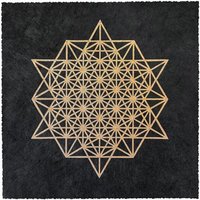Veskor Cassiopeia STERN TETRAEDER 64 Heilige Geometrie Linoldruck | 22 × 22 cm | Gold auf Schwarz