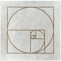 Veskor Cassiopeia FIBONACCI SEQUENZ Heilige Geometrie Linoldruck | 22 × 22 cm | Gold auf Naturweiß