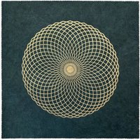 Veskor Cassiopeia LOTUS DES LEBENS Heilige Geometrie Linoldruck | 40 x 40 cm | Lichtgold auf Smaragdgrün