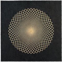 Veskor Cassiopeia LOTUS DER LIEBE Heilige Geometrie Linoldruck | 40 x 40 cm | Gold auf Schwarz