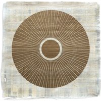 Veskor Cassiopeia CENTRAL SUN PAPYRUS Sonnen Linoldruck | 24 × 24 cm | Warmgold auf natürlichem Papyrus-Papier