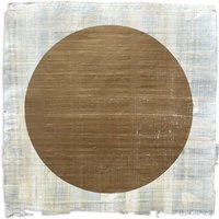 Veskor Cassiopeia CENTRAL MOON PAPYRUS Linoldruck | 24 × 24 cm | Warmgold auf natürlichem Papyrus-Papier