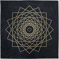 Veskor Cassiopeia WHIRLING SQUARES Heilige Geometrie Linoldruck | 40 x 40 cm | Gold auf Schwarz