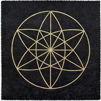 Veskor Cassiopeia VEKTOR EQUILIBRIUM II Heilige Geometrie Linoldruck | 22 × 22 cm | Gold auf Schwarz