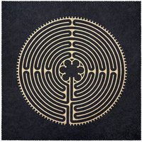 Veskor Cassiopeia LABYRINTH VON CHARTRES der Kathedrale Notre-Dame Linoldruck | 40 × 40 cm | Gold auf Schwarz