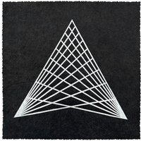 Veskor Cassiopeia TRIANGULAR GRID Linoldruck | 22 × 22 cm | Silber auf Schwarz