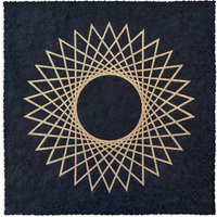 Veskor Cassiopeia STERN POLYGON (30/11) Heilige Geometrie Linoldruck | 22 × 22 cm | Gold auf Schwarz