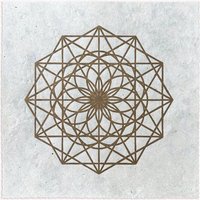 Veskor Cassiopeia STERN DES LEBENS Heilige Geometrie Linoldruck | 22 × 22 cm | Gold auf Naturweiß