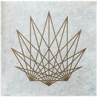 Veskor Cassiopeia STAR SHELL Heilige Geometrie Linoldruck | 22 × 22 cm | Gold auf Naturweiß