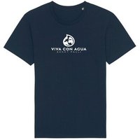 Biobaumwoll Unisex T-Shirt mit Viva con Agua Logo in Weiss und Dunkelblau