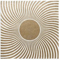Veskor Cassiopeia PSYCHEDELIC SUN Op-Art Linoldruck | 40 x 40 cm | Gold auf Naturweiß