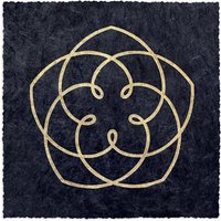 Veskor Cassiopeia VENUS FLOWER Heilige Geometrie Linoldruck | 16 × 16 cm | Gold auf Schwarz