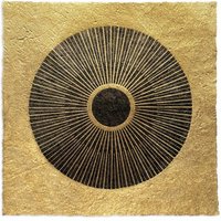Veskor Cassiopeia CENTRAL SUN Sonnen Linoldruck | 22 × 22 cm | Schwarz auf Gold
