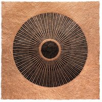Veskor Cassiopeia CENTRAL SUN Sonnen Linoldruck | 22 × 22 cm | Schwarz auf Kupfer