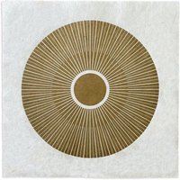 Veskor Cassiopeia CENTRAL SUN Sonnen Linoldruck | 40 × 40 cm | Gold auf Naturweiß