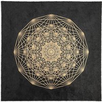 Veskor Cassiopeia DEMIHEPTERAKT Heilige Geometrie Linoldruck | 40 × 40 cm | Gold auf Schwarz