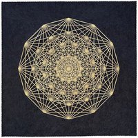 Veskor Cassiopeia DEMIHEPTERAKT Heilige Geometrie Linoldruck | 40 × 40 cm | Lichtgold auf Schwarz
