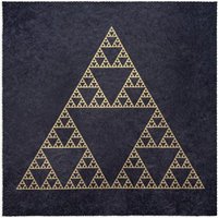 Veskor Cassiopeia SIERPINSKI DREIECK Heilige Geometrie Linoldruck | 40 x 40 cm | Gold auf Schwarz