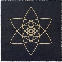 Veskor Cassiopeia BLÜTEN DER LIEBE Heilige Geometrie Linoldruck | 22 × 22 cm | Gold auf Schwarz