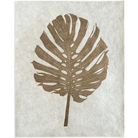 Veskor Cassiopeia MONSTERA DELICIOSA Botanischer Linoldruck | 40 x 50 cm | Gold auf Naturweiß