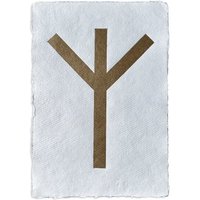 Veskor Cassiopeia ALGIZ RUNE Altnordisches Alphabet Symbol Linoldruck | 21,5 x 30,5 cm | Gold auf Weiß