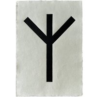 Veskor Cassiopeia ALGIZ RUNE Altnordisches Alphabet Symbol Linoldruck | 21,5 x 30,5 cm | Schwarz auf Naturweiß
