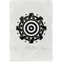 Veskor Cassiopeia AMMERSEE Kornkreis Linoldruck | 21 x 29,7 cm (A4) | Schwarz auf Naturweiß