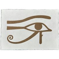 Veskor Cassiopeia AUGE DES RA Symbol Hieroglyphen Linoldruck | 21 x 14,8 cm (A5 quer) | Gold auf Weiß