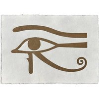 Veskor Cassiopeia AUGE DES HORUS Symbol Hieroglyphen Linoldruck | 21 x 14,8 cm (A5 quer) | Gold auf Weiß