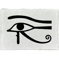 Veskor Cassiopeia AUGE DES HORUS Symbol Hieroglyphen Linoldruck | 21 x 14,8 cm (A5 quer) | Schwarz auf Weiß