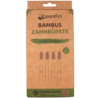 pandoo 4er-Sparset umweltfreundliche Hand-Zahnbürste | Für Erwachsene und Kinder (Mittel bis Weich) | Vegan, Bio, Holzfrei, BPA Frei | Bamboo Toothbrush