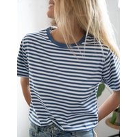 FUXBAU Gestreiftes Frauen T-Shirt - blau weiß