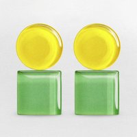 ALEXASCHA Geometrische Clip Ohrringe aus Glas | Bauhaus Design | 16 Farbkombinationen