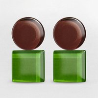 ALEXASCHA Geometrische Clip Ohrringe aus Glas | Bauhaus Design | 16 Farbkombinationen