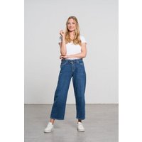 Feuervogl fv-Flo:ra | Wide Leg | High Waist | Ankle | Hemp Denim | Medium Blue
