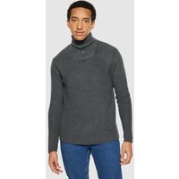 KnowledgeCotton Apparel Troyer - 1/2 neck zip merino wool rib knit - aus Bio-Wolle