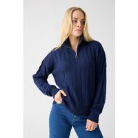 KnowledgeCotton Apparel Halfzip Pullover mit hohem Kragen aus Merinowolle RWS
