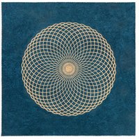 Veskor Cassiopeia LOTUS DES LEBENS Heilige Geometrie Linoldruck | 40 x 40 cm | Kupfer auf Petrolblau