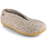 WoolFit Handgewebte Hausschuhe mit Naturgummisohle "Woolies" aus Wolle für Damen