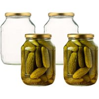 mikken Große Einmachgläser 1700 ml mit Deckel Gold (TO89)