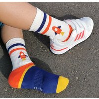 Fräulein Prusselise Sportsocke Rakete Tennissocke bunt und cool für Damen Herren und Kinder, bunt gemustert